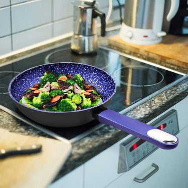 2 Piece Blue Marburg Aluminium Wok Set